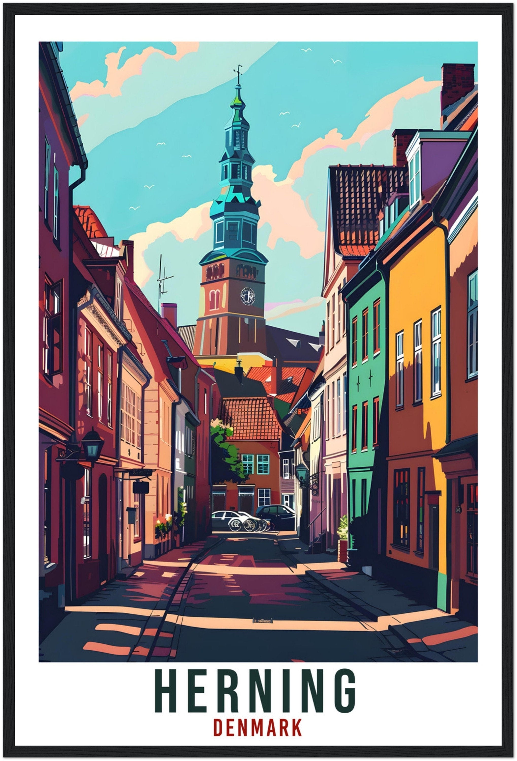 Herning Travel Print Denmark Wall Art Wall Hanging Home Living Décor Herning Gift Art Lovers Gift Denmark Artwork Gift Danish Travel Poster