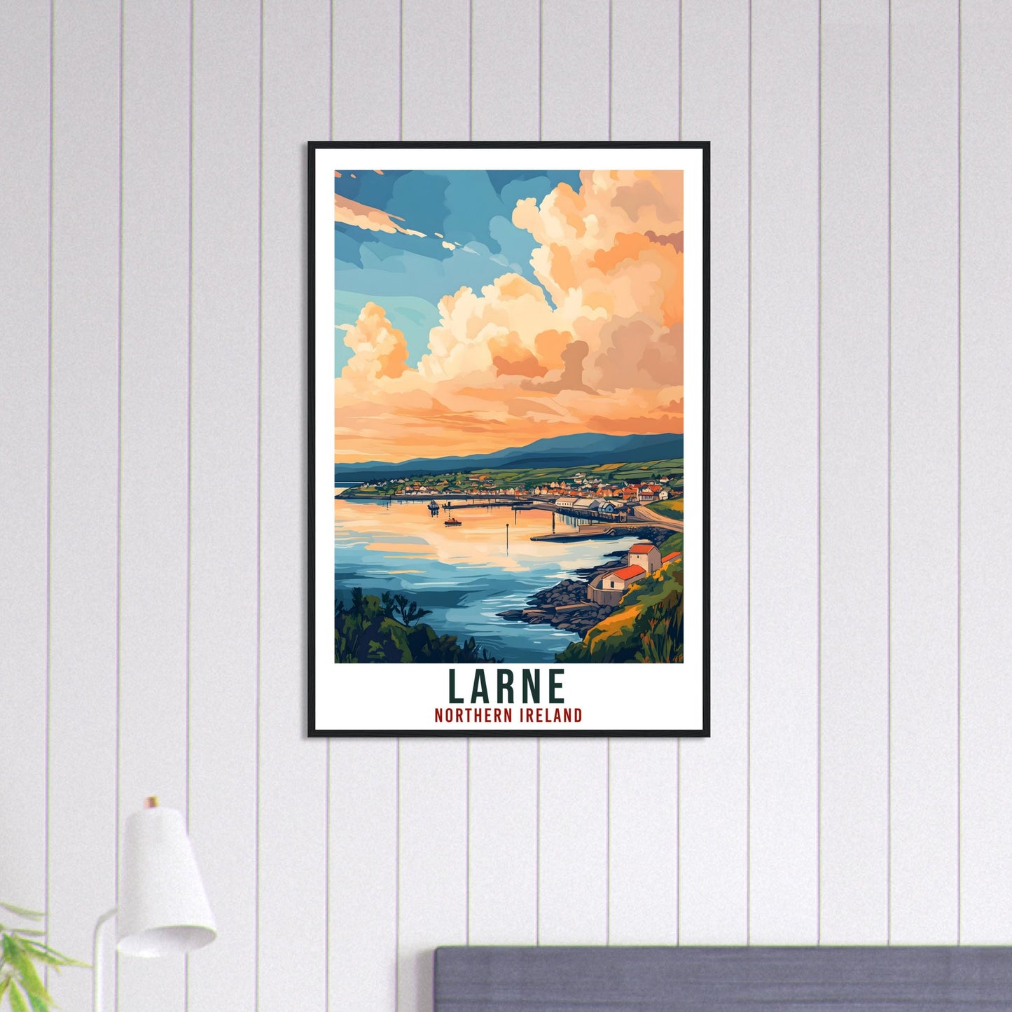 Larne Travel Print Northern Ireland Home Decor Co Antrim Wall Art Wall Hanging Art Lover Irish Artwork Travel Poster Larne Ireland Travel