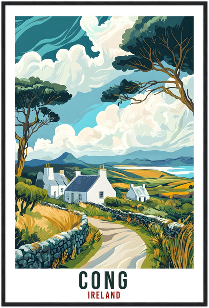 Cong Travel Print Ireland Home Decor Cong Wall Art Wall Hanging Art Lover Irish Artwork Travel Poster Cong Ireland Travel Art Gift Co Mayo