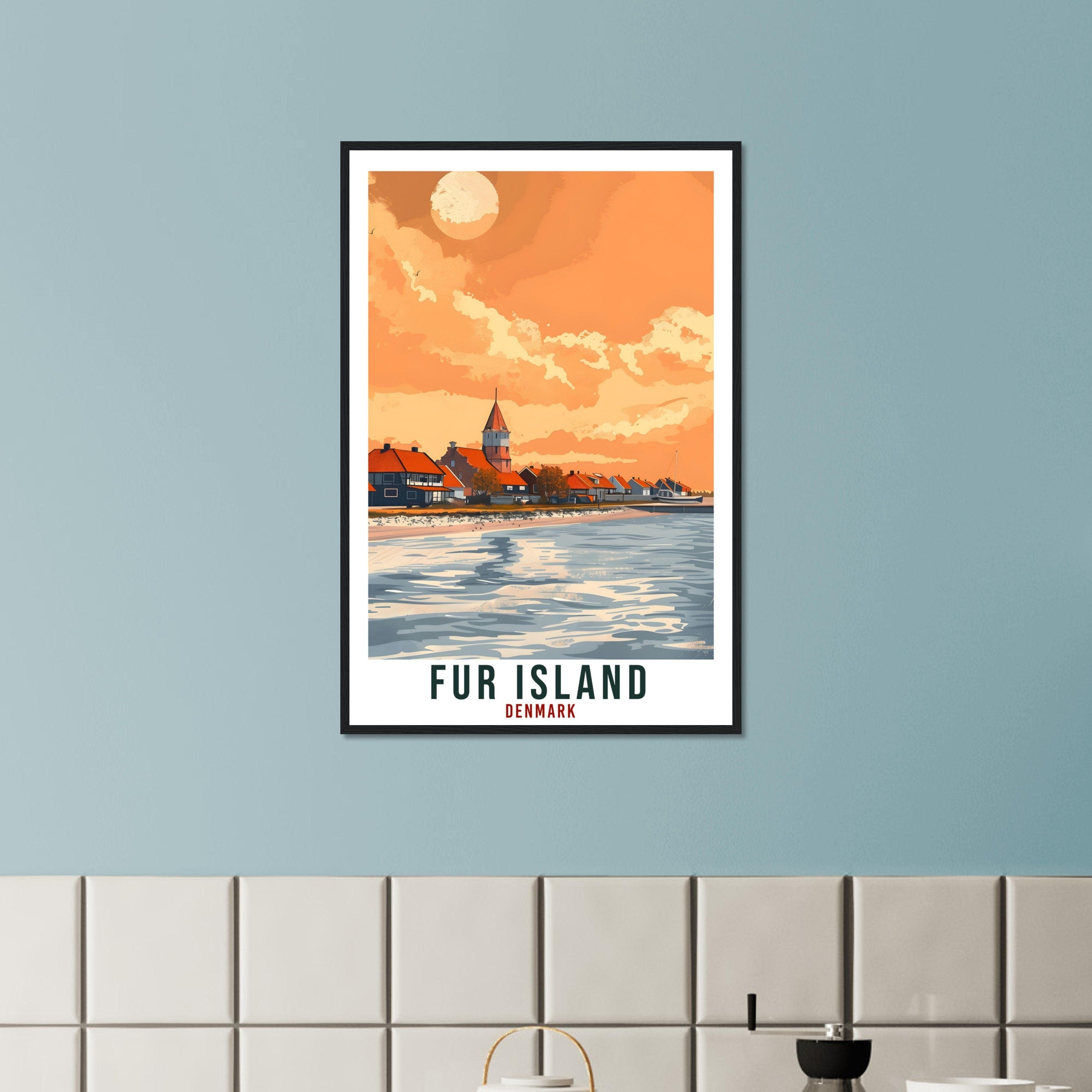 Fur Island Travel Print Denmark Wall Art Wall Hanging Home Living Décor Fur Island Gift Art Lovers Denmark Artwork Gift Danish Travel Poster