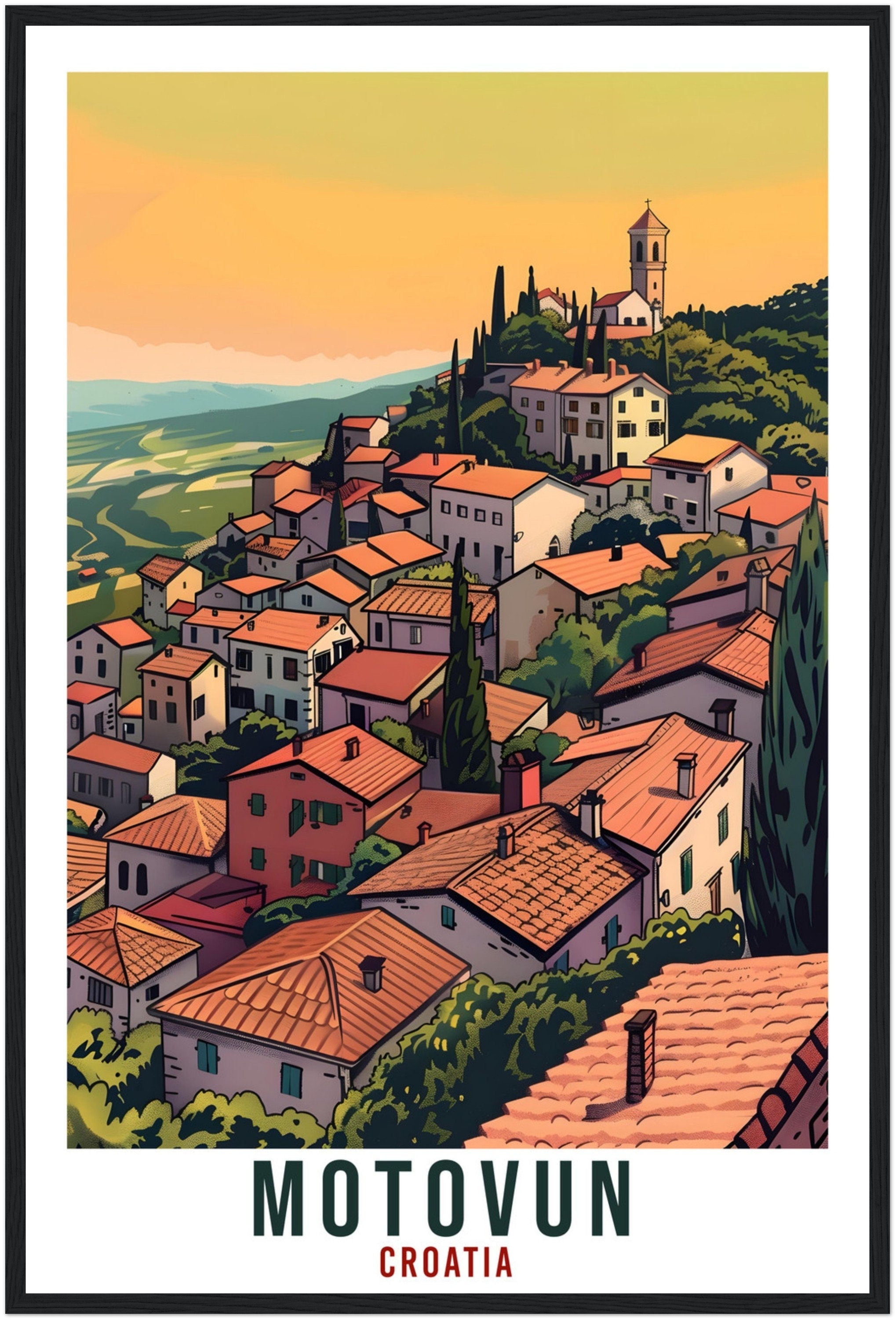 Motovun Travel Print Croatia Wall Art Wall Hanging Home Décor Motovun Gift Croatian Landmark Artwork Gift Croatia Holiday Travel Poster
