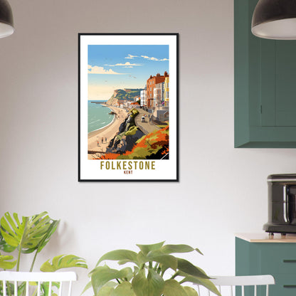 Folkestone Travel Print Kent Home Decor Folkestone South East England Wall Hanging Folkestone Artwork Gift Folkestone Travel Poster Artwork