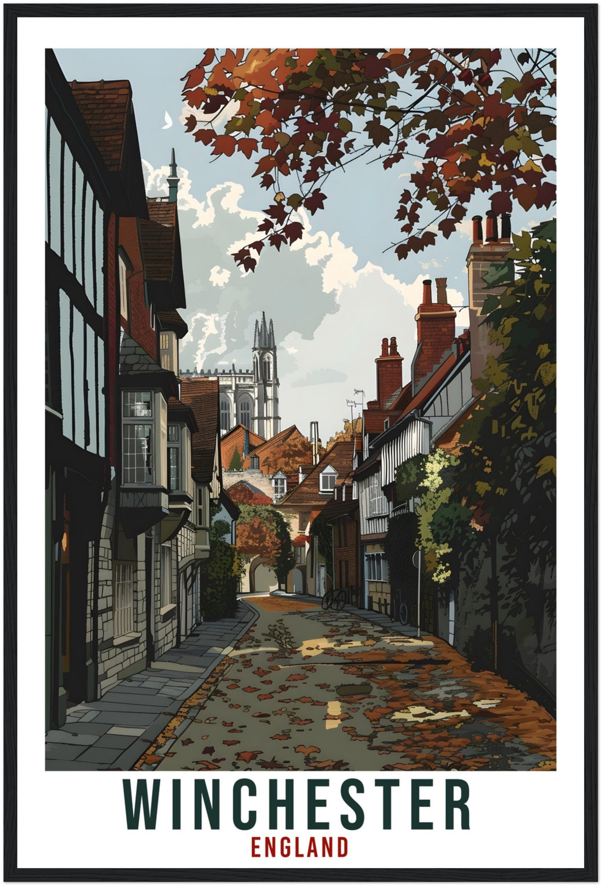 Winchester Travel Print Wall Art Wall Hanging Home Living Décor Winchester Gift Art Lovers Gift UK Artwork Gift Print England Travel Poster