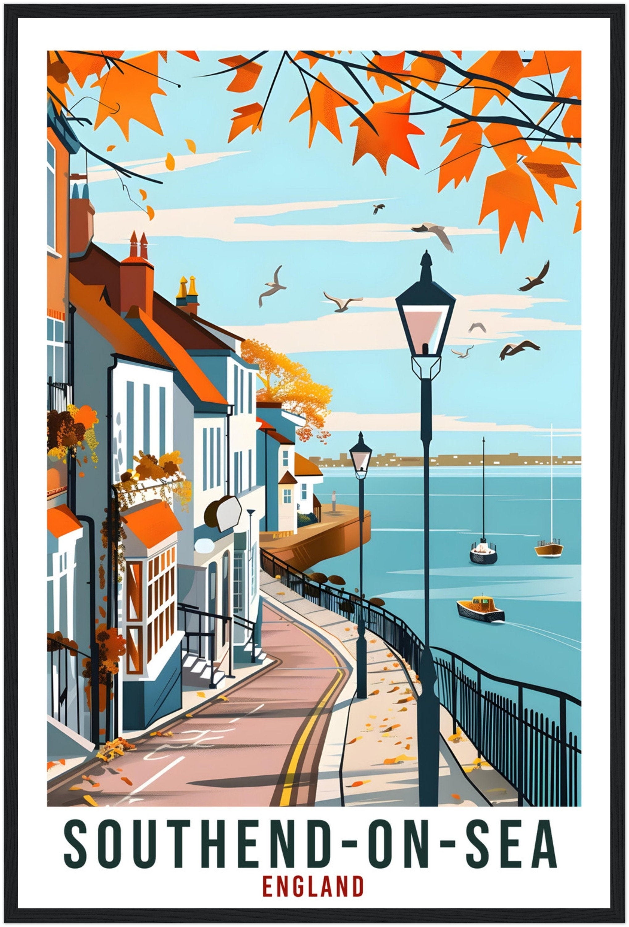 Southend-On-Sea Travel Print Wall Art Wall Hanging Home Living Décor Southend Gift Art Lovers UK Artwork Gift Print England Travel Poster