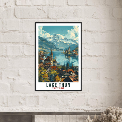 Lake Thun Travel Print Swiss Wall Art Wall Hanging Home Living Décor Lake Thun Gift Art Lovers Gift Switzerland Artwork Swiss Travel Poster