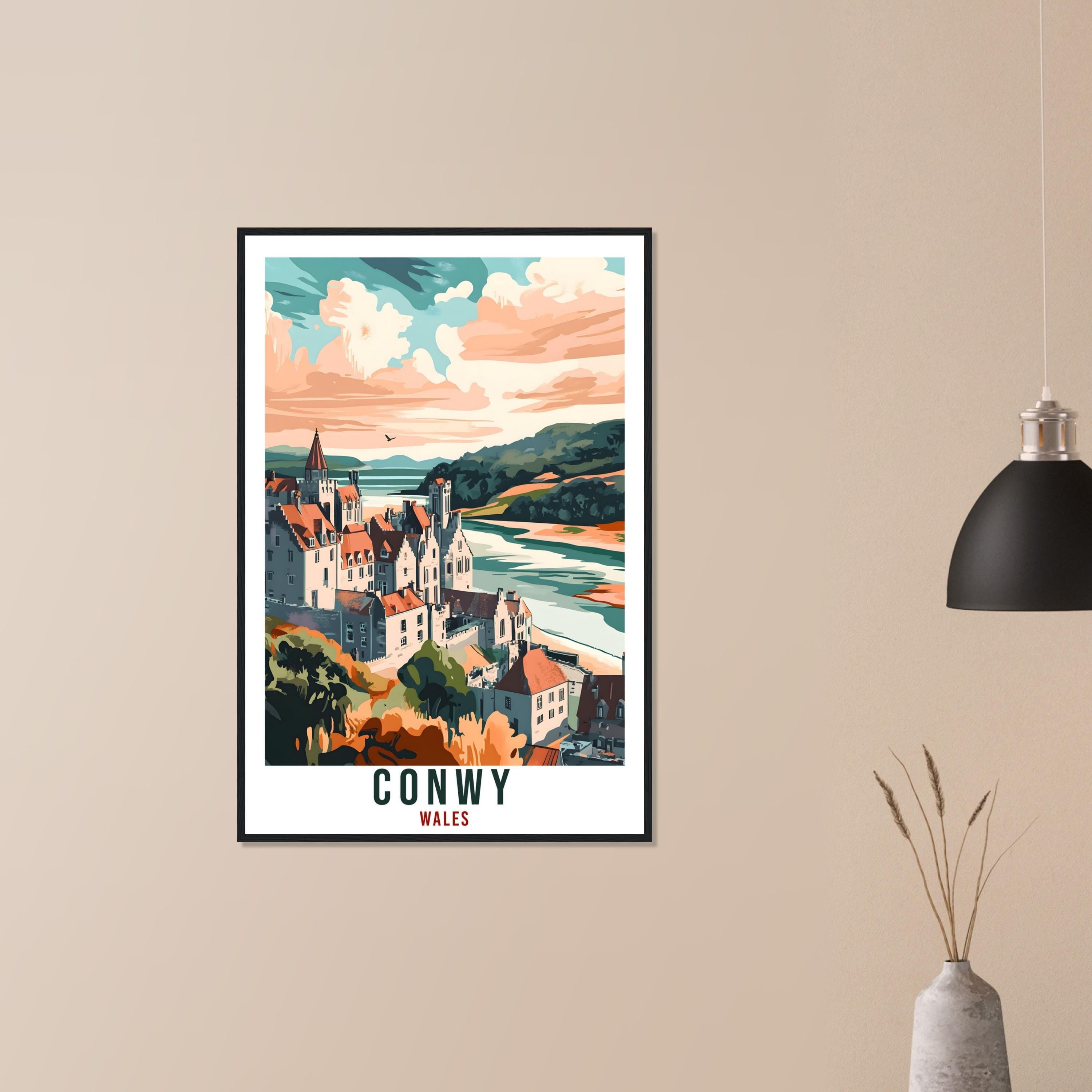 Conwy Travel Print Wales Home Decor Conwy Wall Art Wall Hanging Art Lover Wales Artwork Travel Poster Wales Conwy Travel Artwork Gift