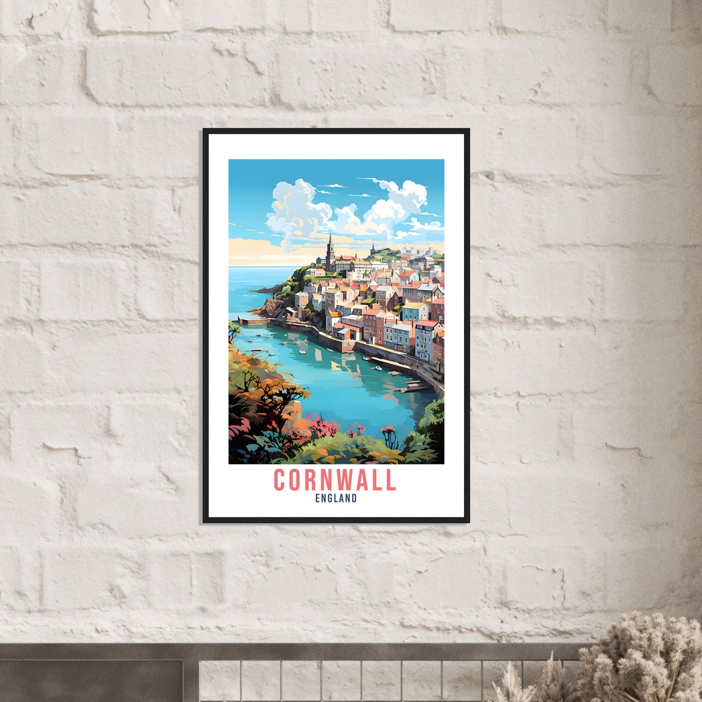 Cornwall Travel Print Cornwall Seaside Home Decor Coastal Landscape England Nature Wall Hanging Cornwall Artwork Gift Cornwall Travel Poster