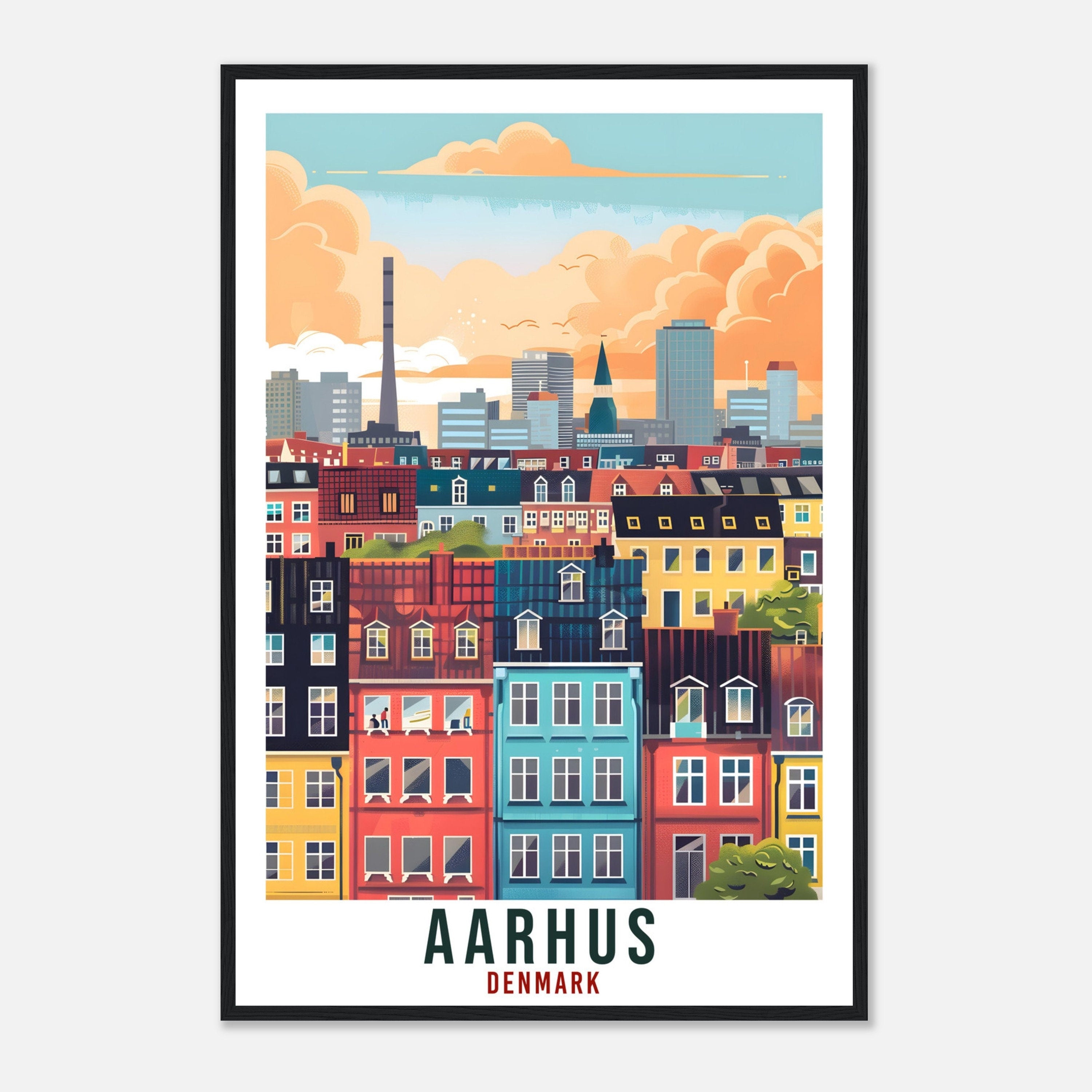 Aarhus Travel Print Denmark Wall Art Wall Hanging Home Living Décor Aarhus Gift Art Lovers Gift Denmark Artwork Gift Danish Travel Poster