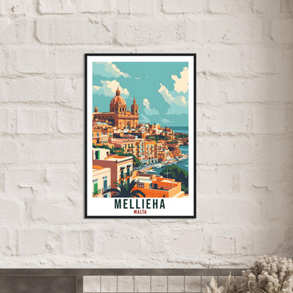 Mellieha Travel Print Malta Wall Art Wall Hanging Home Living Décor Mellieha Gift Art Lovers Gift Malta Artwork Gift Malta Travel Poster
