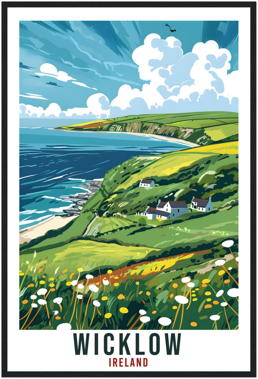 Wicklow Travel Print Ireland Wall Art Wall Hanging Home Décor Wicklow Coast Gift Art Lovers Gift Irish Artwork Gift Ireland Travel Poster