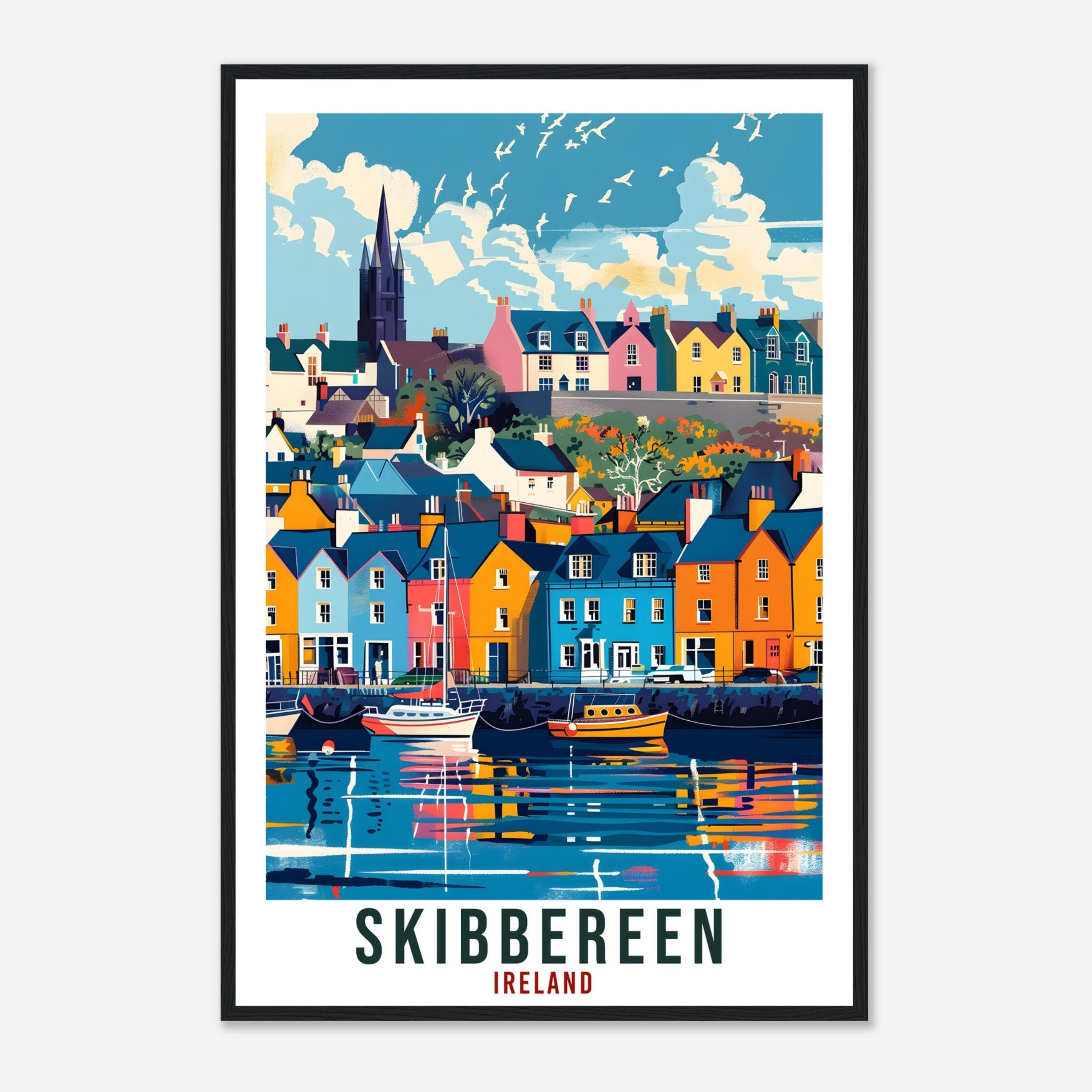 Skibbereen Travel Poster Ireland Wall Art Wall Hanging Home Living Décor Skibbereen Gift Art Lovers Irish Artwork Gift Ireland Travel Print