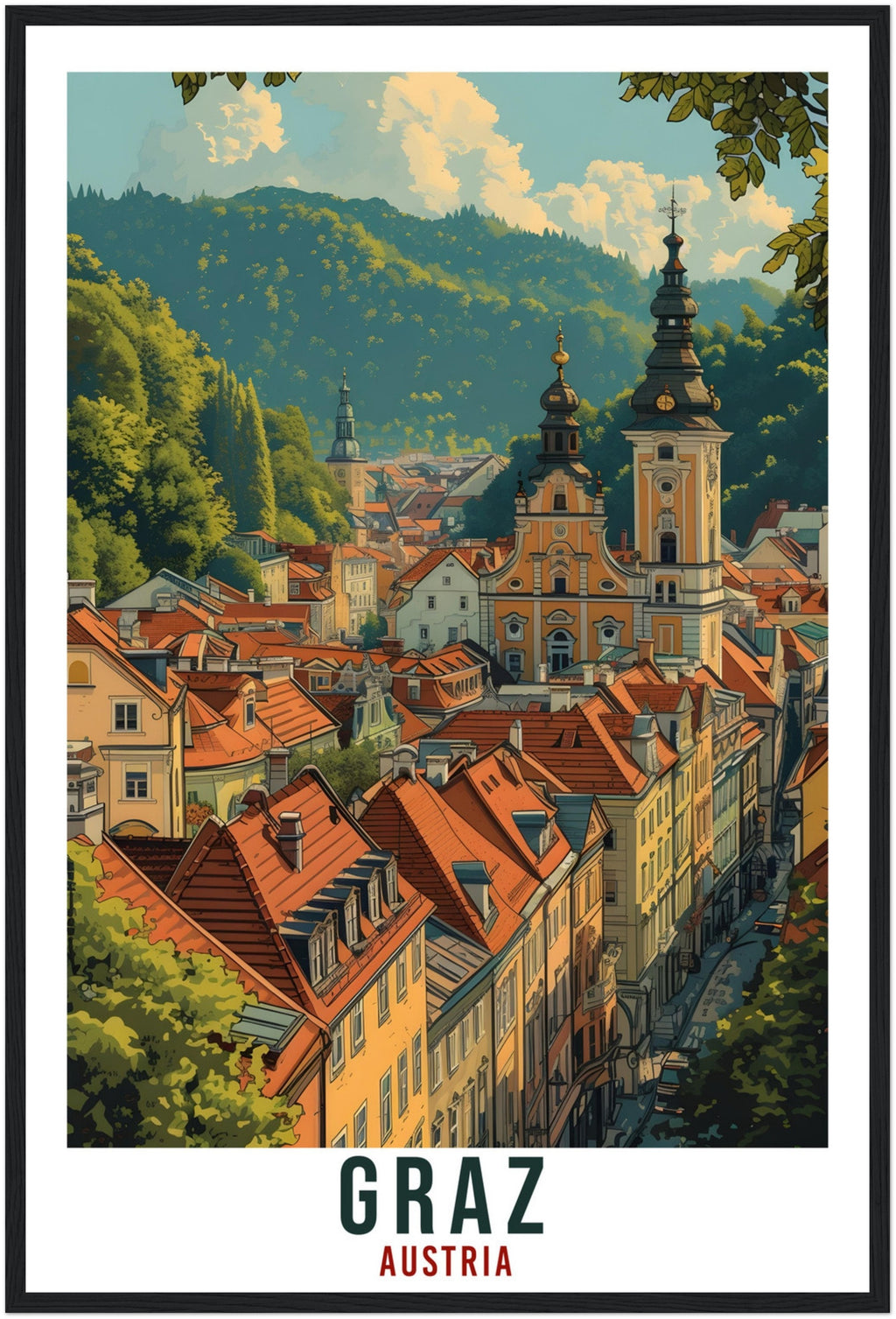 Graz Gift Travel Print Austria Home Decoration Graz Austrian City Wall Art Gift Wall Hanging Art Lover Austria Artwork Graz Travel Poster