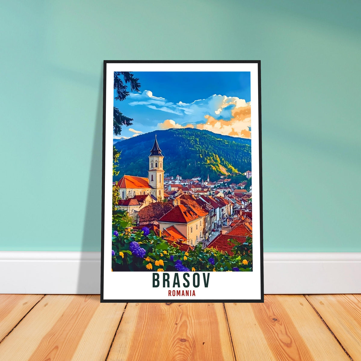 Brasov Travel Print Romania Home Decor Brasov Wall Art Gift Wall Hanging Art Lover Brasov Romania Artwork Travel Poster Romanian Travel Art