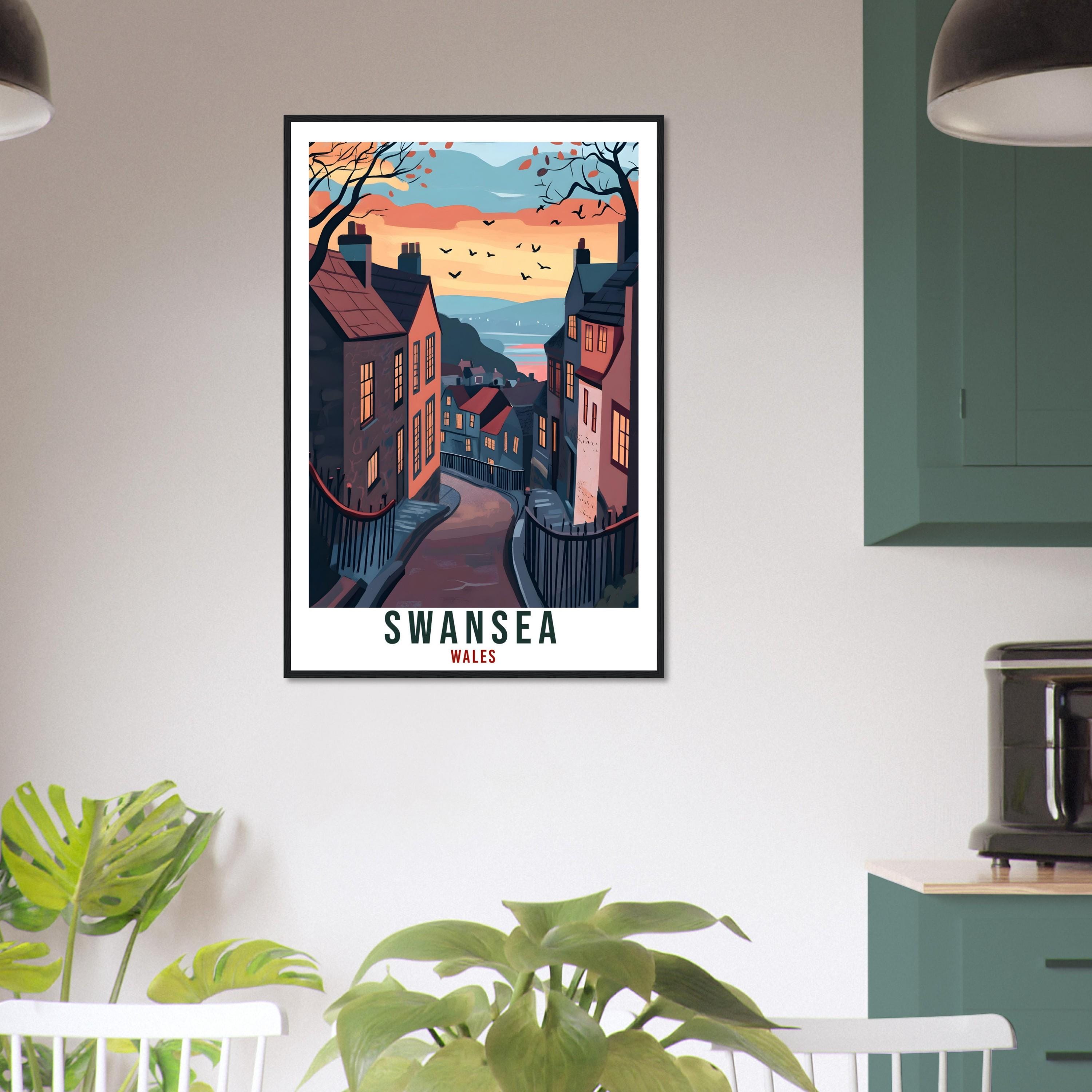 Swansea Travel Print Wales Home Decor Swansea Wall Art Wall Hanging Art Lover Wales Artwork Travel Poster Wales Swansea Travel Art Gift
