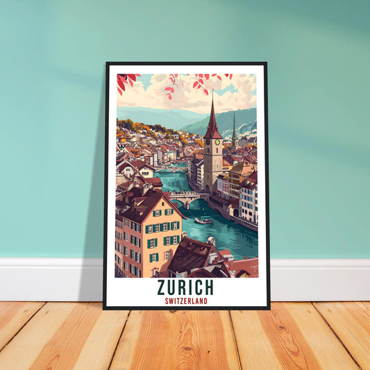 Zurich Travel Print Wall Art Zurich Switzerland Wall Hanging Artwork Zurich Art Gifts Zurich Travel Poster Switzerland Art Lovers Gift