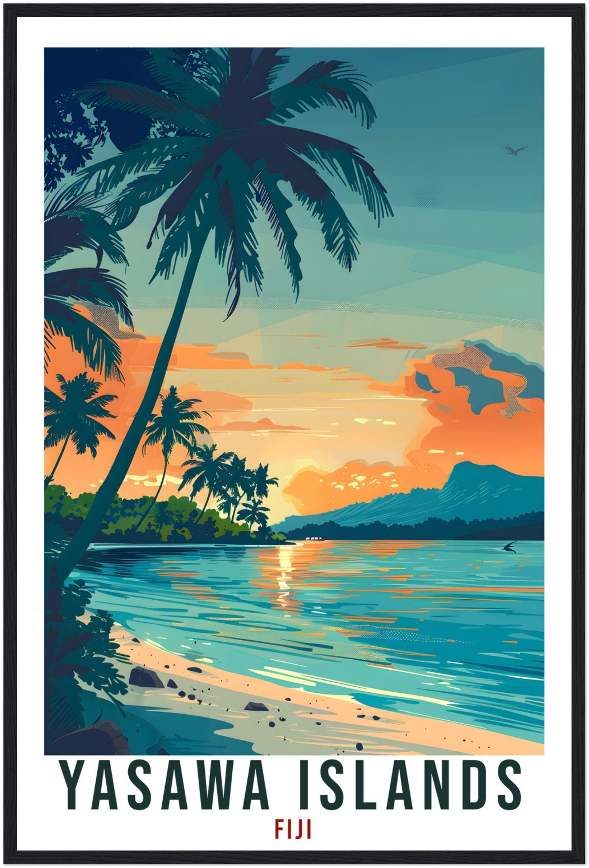 Yasawa Islands Fiji Travel Print Fiji Wall Art Wall Hanging Home Décor Yasawa Gift Fiji Islands Artwork Travel Art Fijian Travel Poster