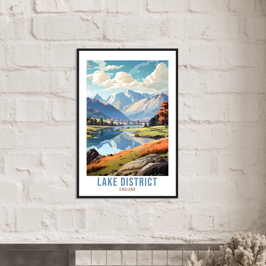 The Lake District Travel Print Lake District Home Decor Mountain Landscape England Nature Wall Hanging Lakes Artwork Gift Travel Poster