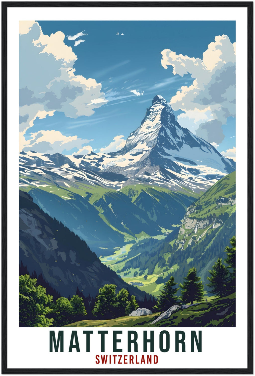 Matterhorn Travel Print Swiss Wall Art Wall Hanging Home Living Décor Matterhorn Gift Art Lover Switzerland Artwork Gift Swiss Travel Poster