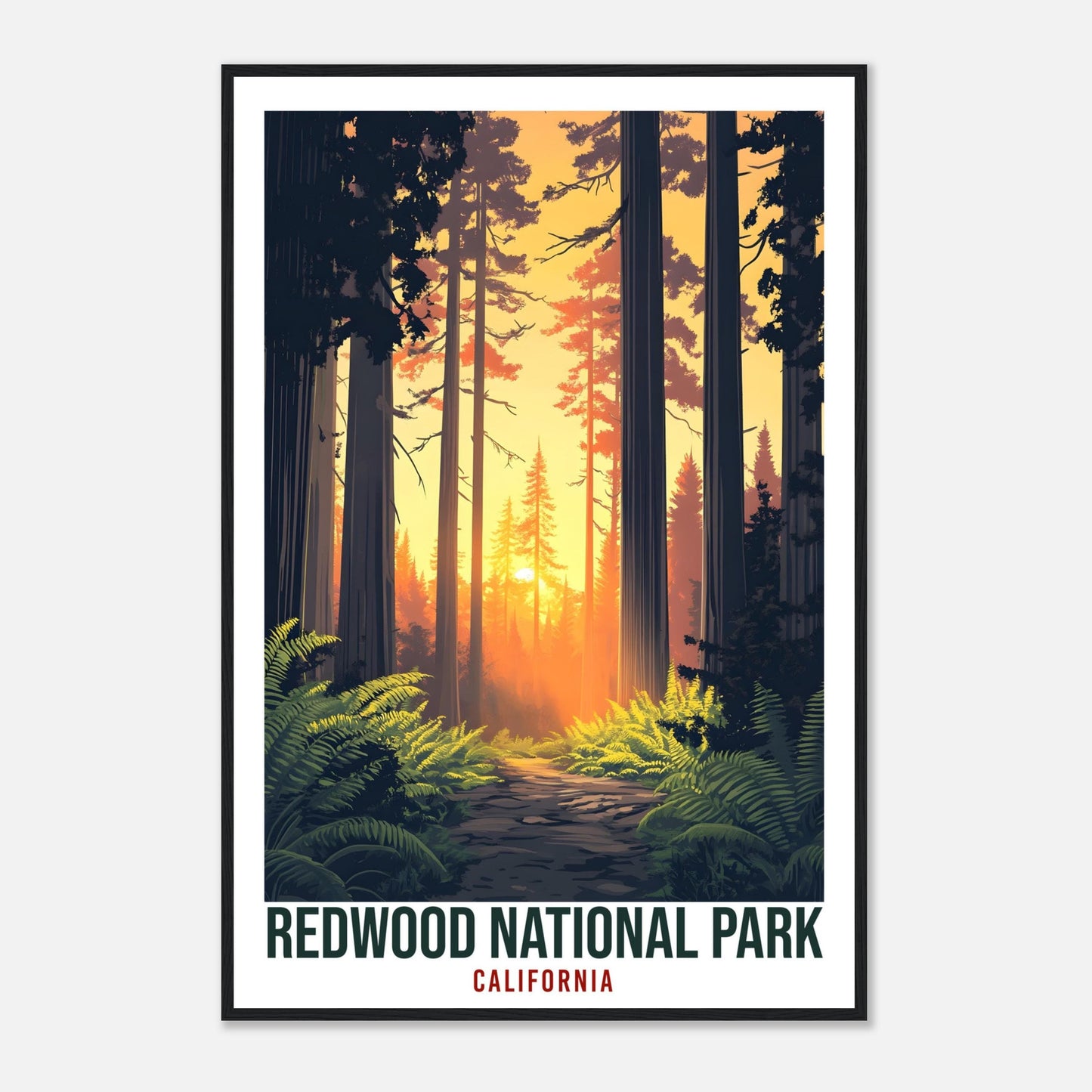 Redwood National Park California USA Travel Print Wall Art Wall Hanging Home Décor Redwood Park Gift Travel Art USA Artwork Travel Poster