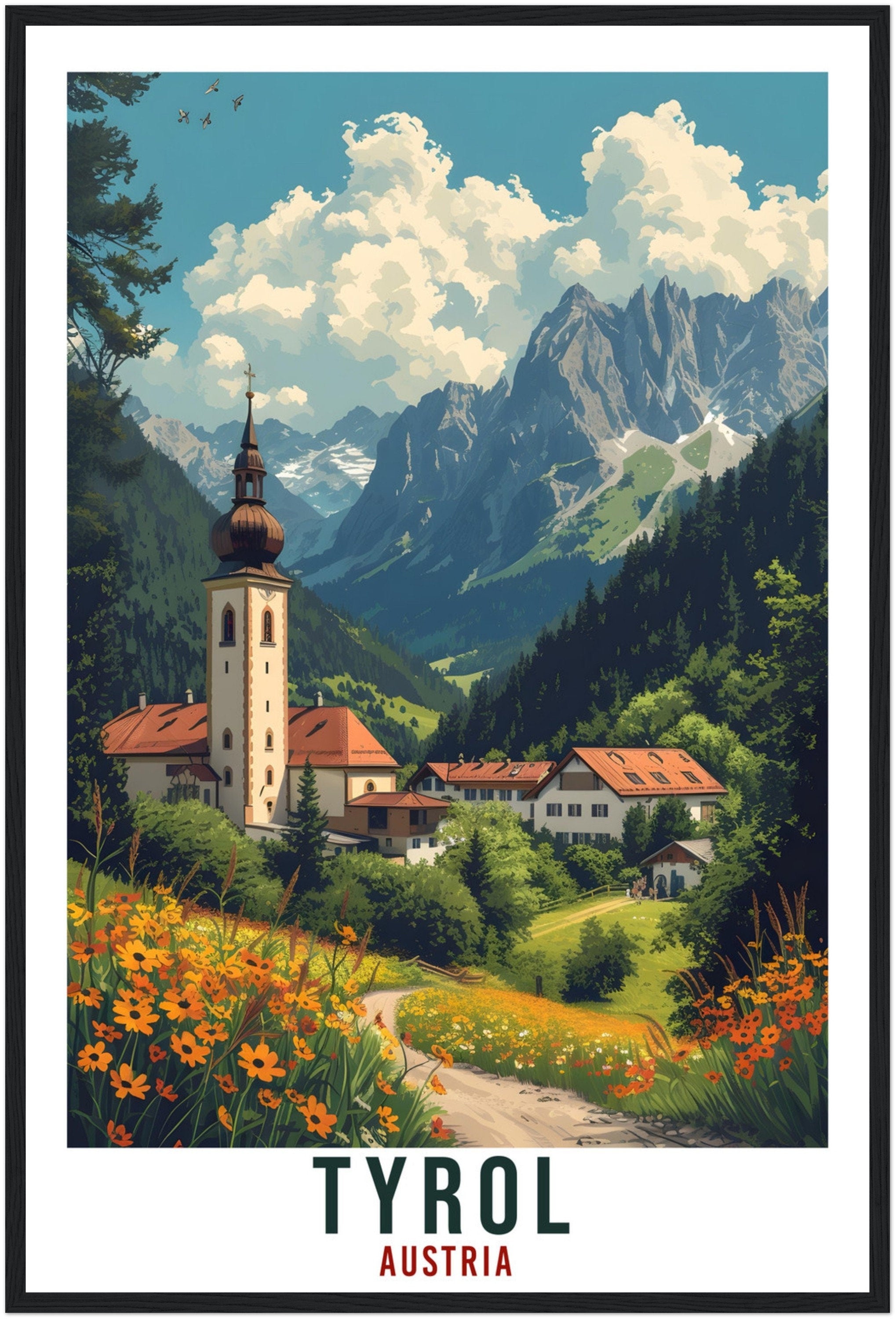 Tyrol Gift Travel Print Austria Home Decoration Tyrol Austrian City Wall Art Gift Wall Hanging Art Lover Austria Artwork Tyrol Travel Poster