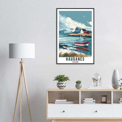 Hauganes Iceland Travel Print Wall Art Wall Hanging Home Décor Hauganes Gift Travel Art Iceland Artwork City Landscape Travel Poster