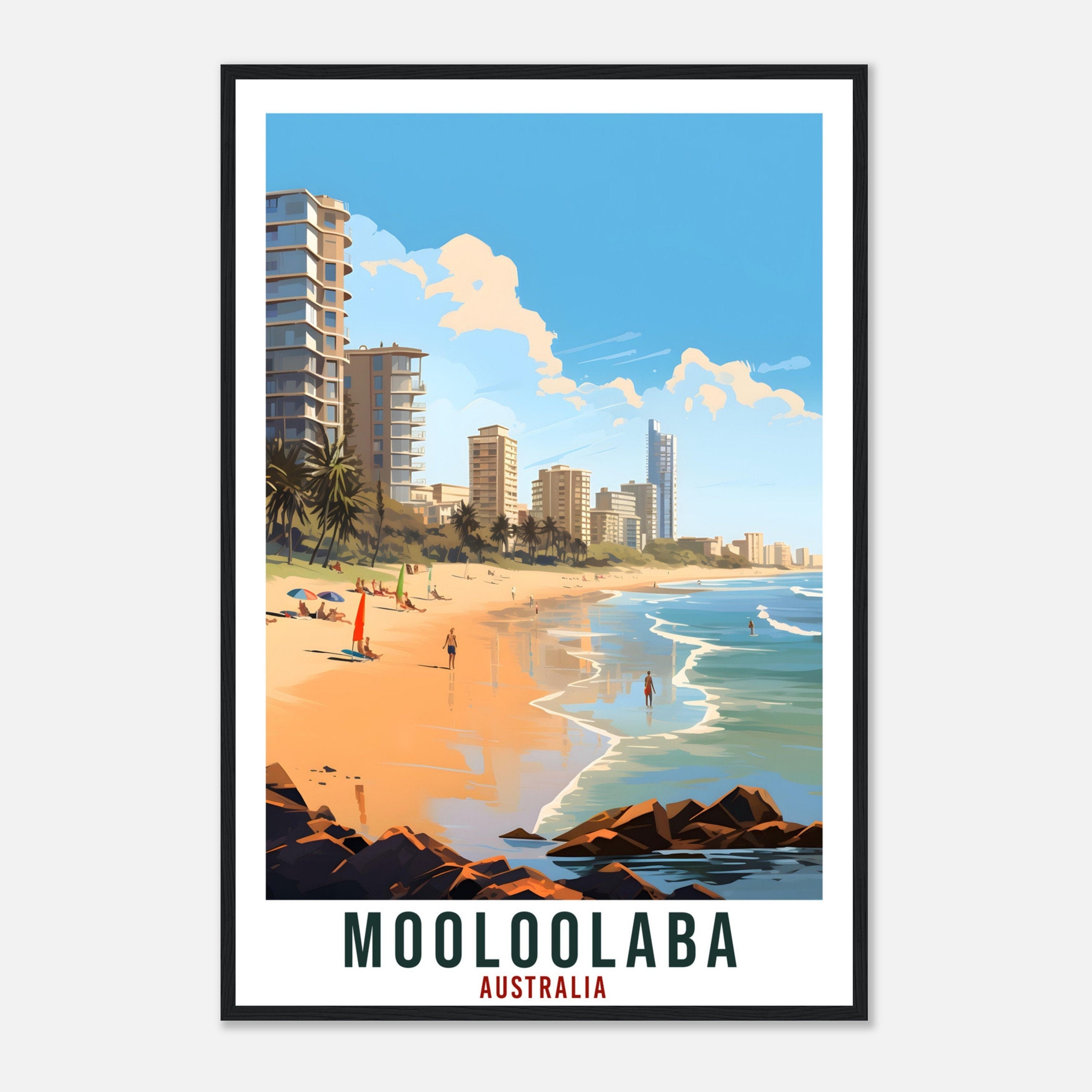 Mooloolaba Travel Poster Wall Art Mooloolaba Australia Home Décor Artwork Wall Hanging Mooloolaba Travel Print Australian Art Lovers Gifts