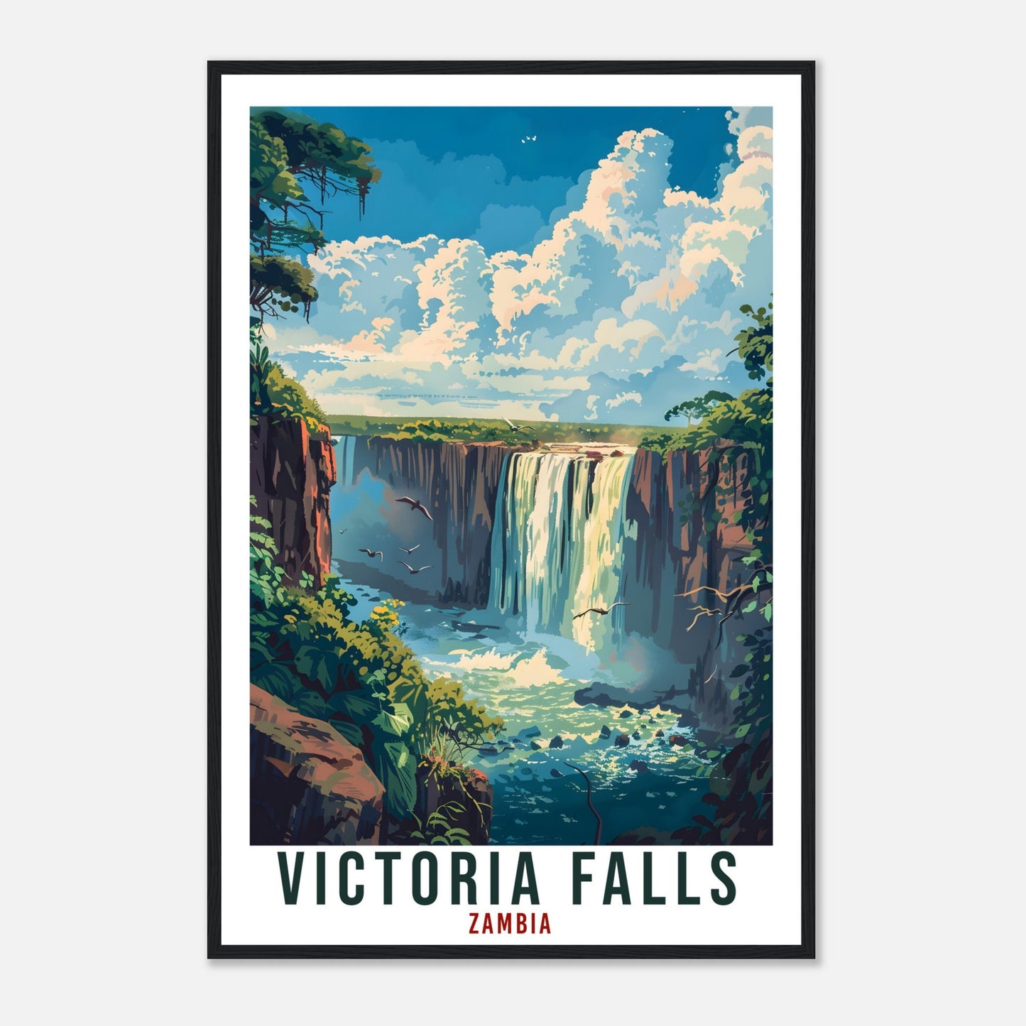 Victoria Falls Zambia Travel Print Wall Art Wall Hanging Home Décor Victoria Falls Gift Art Lovers Zambia Artwork Gift Print African Poster