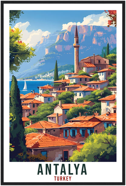 Antalya Travel Print Turkey Home Decoration Antalya Turkish City Wall Art Gift Wall Hanging Art Lover Turkey Artwork Antalya Travel Poster