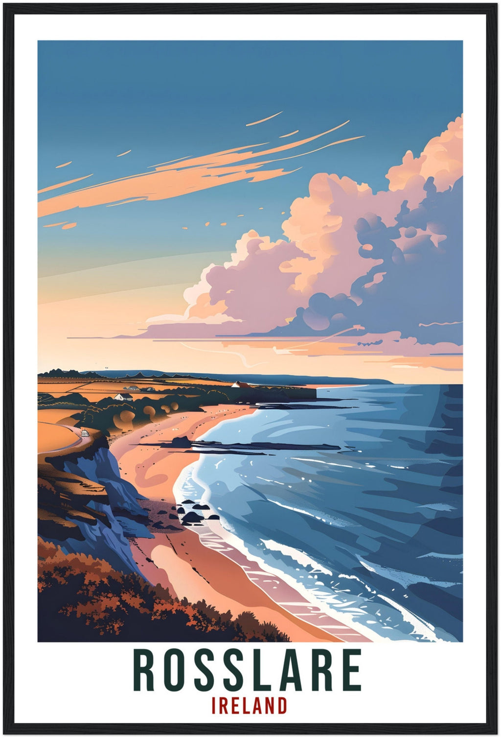 Rosslare Travel Print Ireland Wall Art Wall Hanging Home Living Décor Rosslare Gift Art Lovers Gift Irish Artwork Gift Ireland Travel Poster