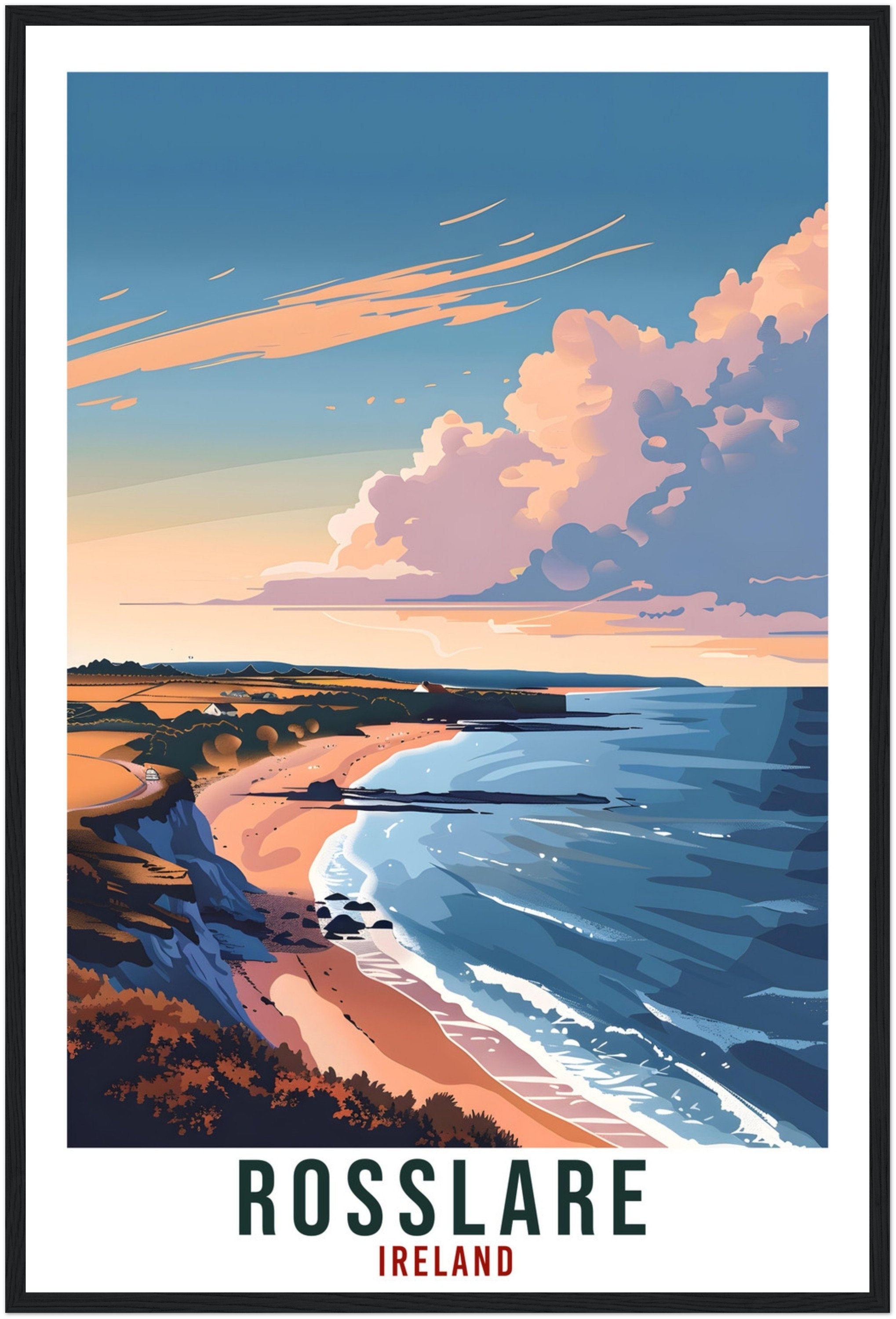 Rosslare Travel Print Ireland Wall Art Wall Hanging Home Living Décor Rosslare Gift Art Lovers Gift Irish Artwork Gift Ireland Travel Poster