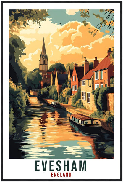 Evesham Travel Print England Home Decor Evesham Wall Art Gift Wall Hanging Art Lover Evesham English Artwork Travel Poster Travel Art Gift