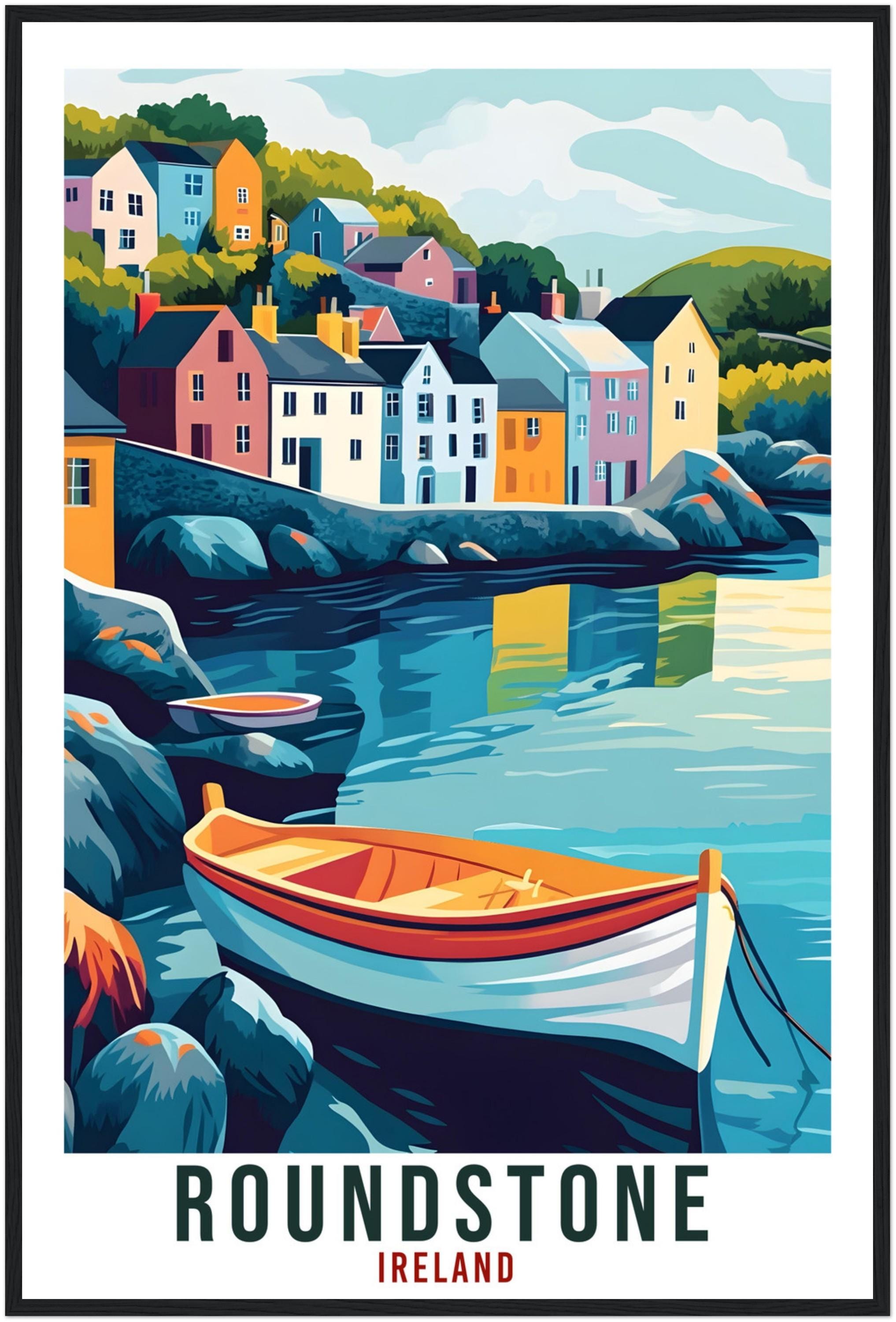 Roundstone Travel Print Ireland Home Decor Roundstone Wall Art Gift Wall Hanging Art Lover Roundstone Irish Artwork Travel Poster Ireland