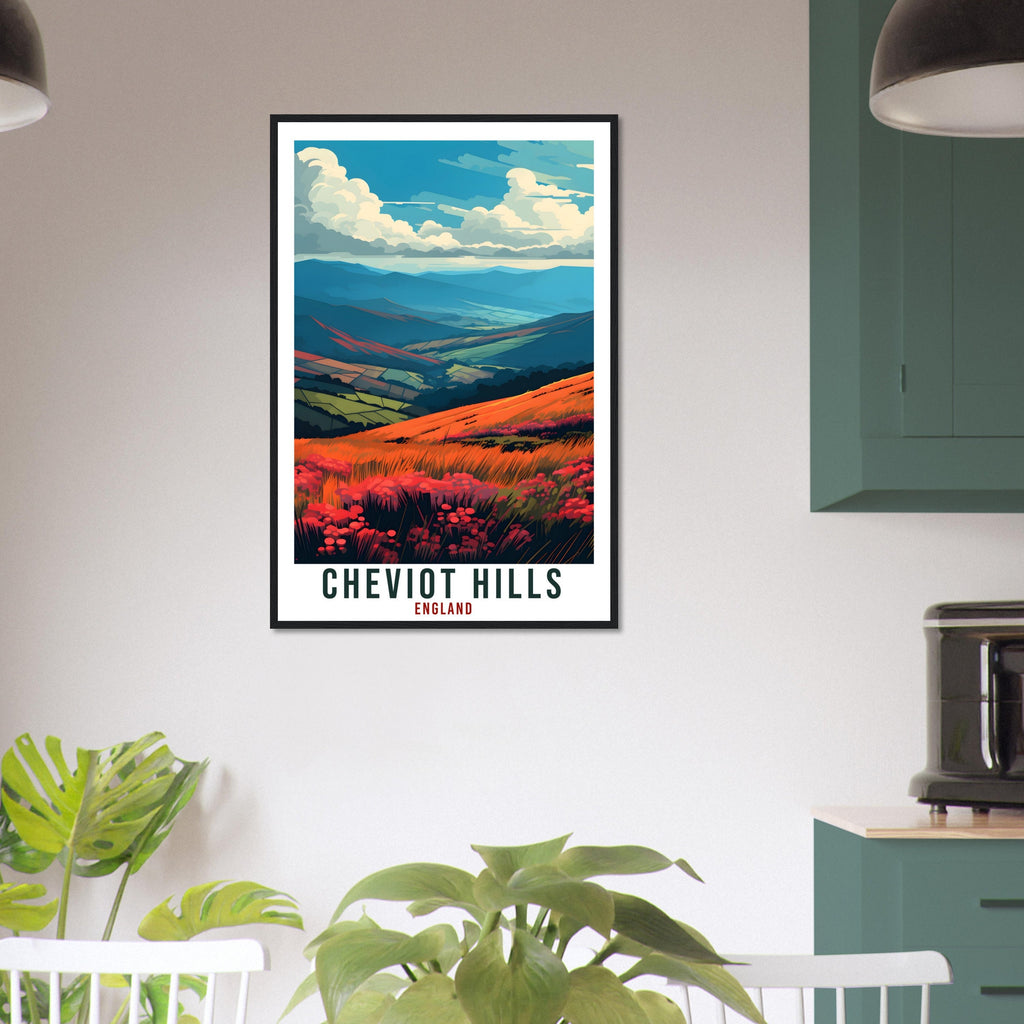 Cheviot Hills Travel Print English Wall Art Home Decor Wall Hanging Travel Art Gift Cheviot Hills Travel Poster England Landscape Artwork