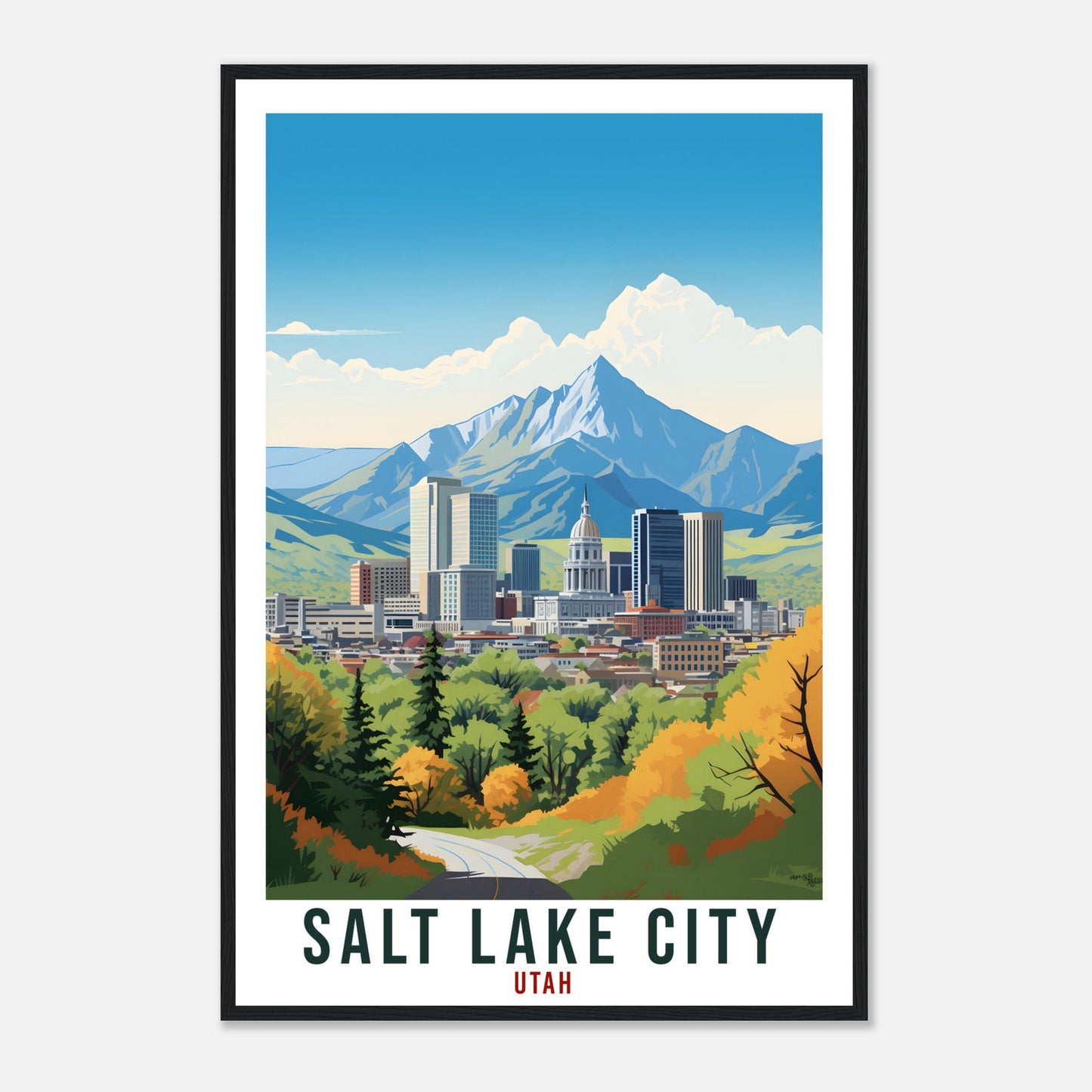 Salt Lake City Travel Poster Utah Home Decor USA City Wall Art Gift Wall Hanging Art Lover Utah Artwork Salt Lake City Skyline Travel Print