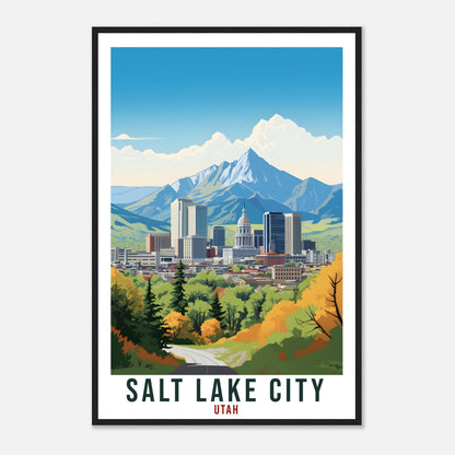 Salt Lake City Travel Poster Utah Home Decor USA City Wall Art Gift Wall Hanging Art Lover Utah Artwork Salt Lake City Skyline Travel Print