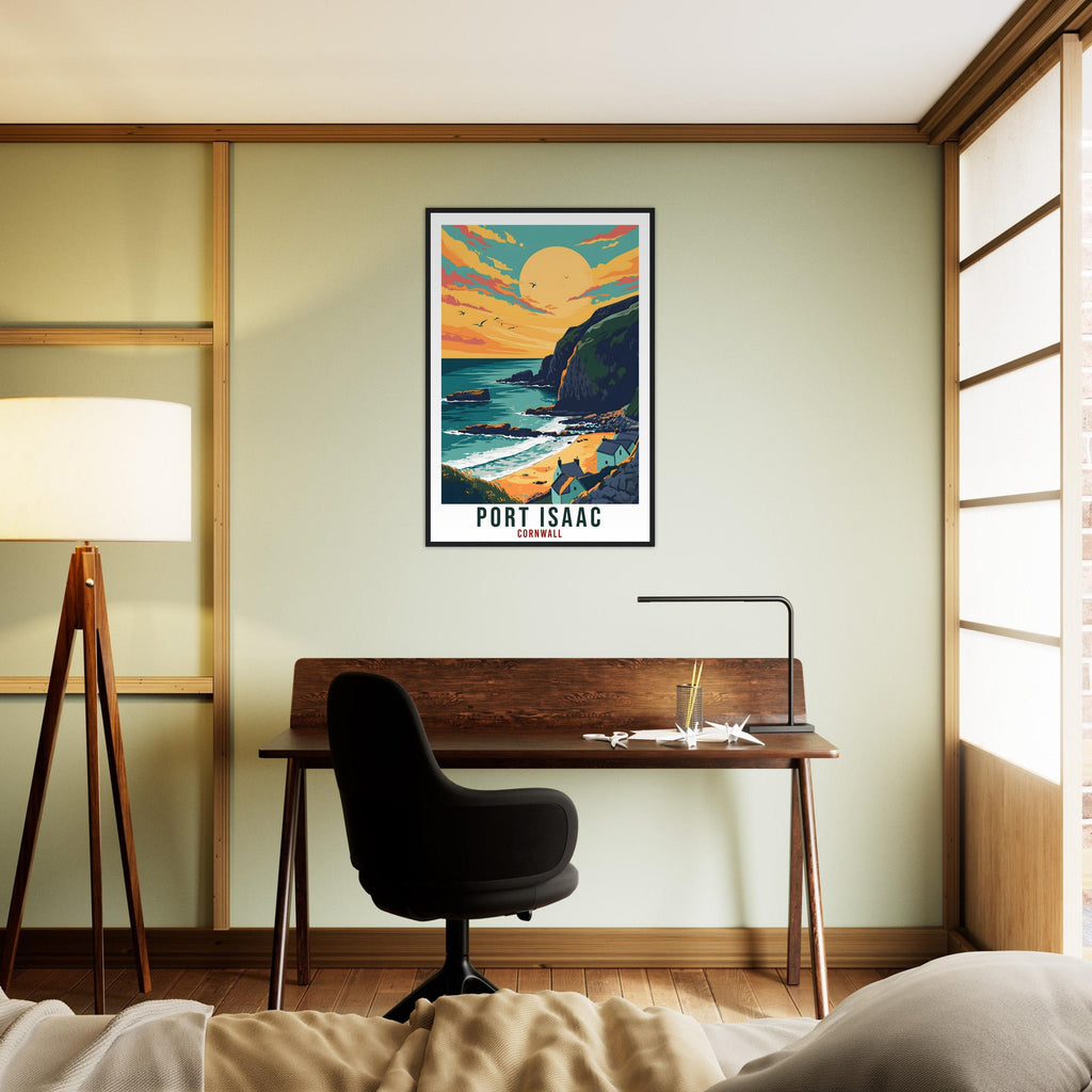 Port Issac Travel Print Cornwall Wall Art Home Decor Wall Hanging Travel Art Gift Port Issac Travel Poster England Landscape Artwork Gift