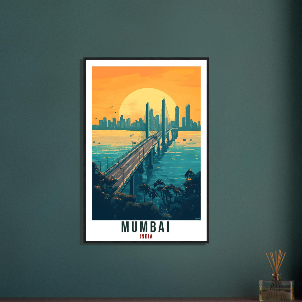 Mumbai Travel Print Indian Home Decor Mumbai Bridge Wall Art Wall Hanging Art Lover India Artwork Travel Poster India Travel Art City Art