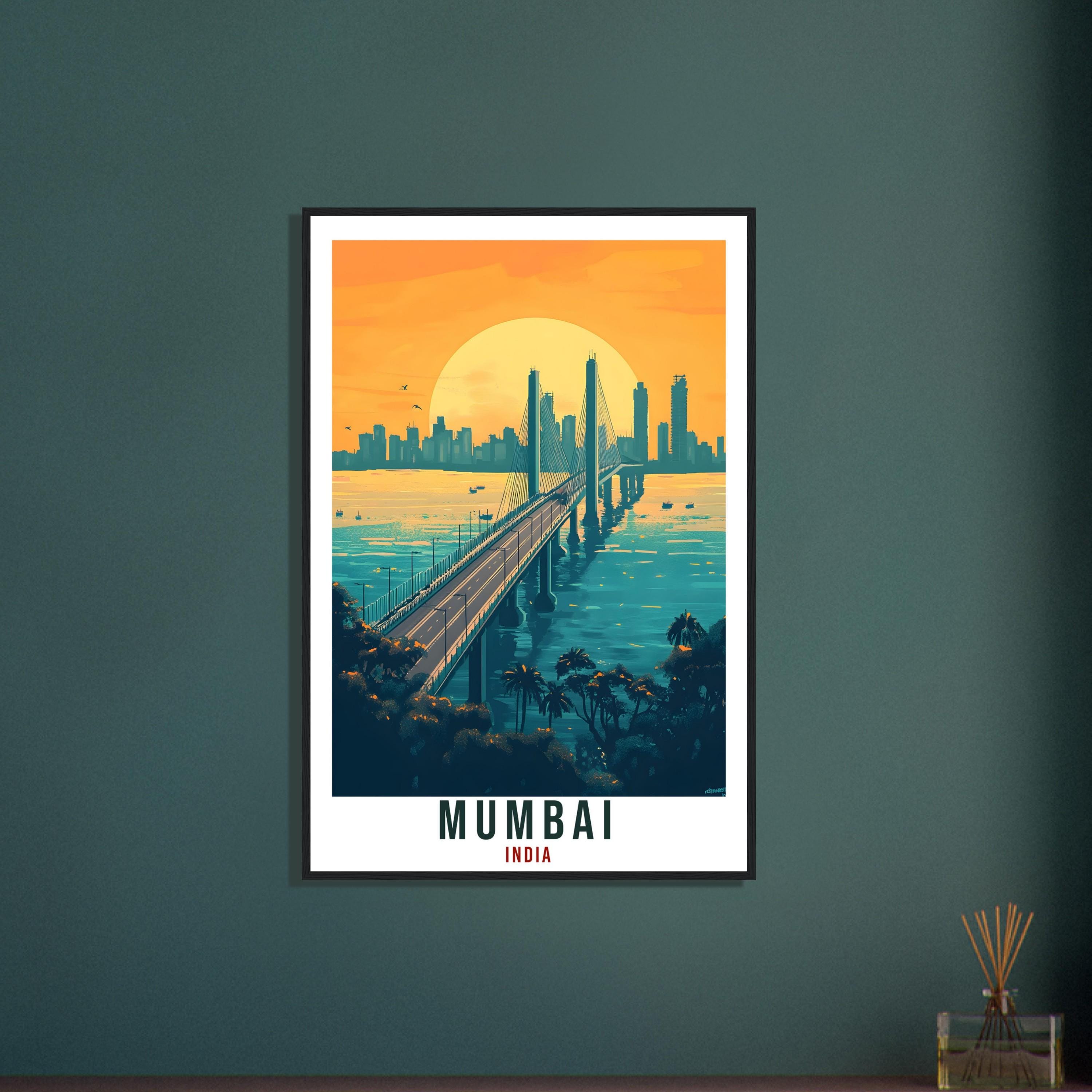 Mumbai Travel Print Indian Home Decor Mumbai Bridge Wall Art Wall Hanging Art Lover India Artwork Travel Poster India Travel Art City Art
