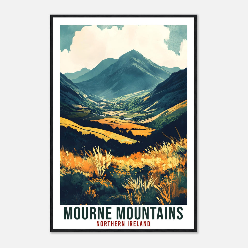 Mourne Mountains Travel Print Northern Ireland Decor PLACE Wall Art Wall Hanging Art Lover Irish Artwork Travel Poster The Mournes Irish Art