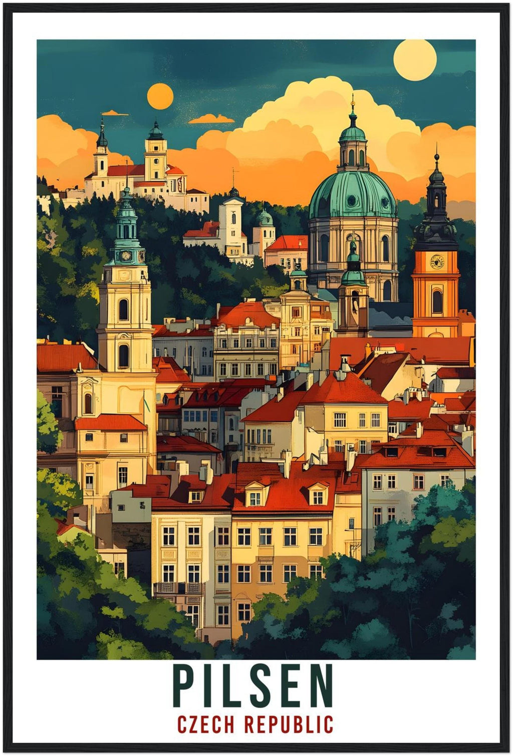 Pilsen Travel Print Czech Republic Home Decor Pilsen Wall Art Gift Wall Hanging Art Lover Pilsen Czechia Artwork Travel Poster Travel Art
