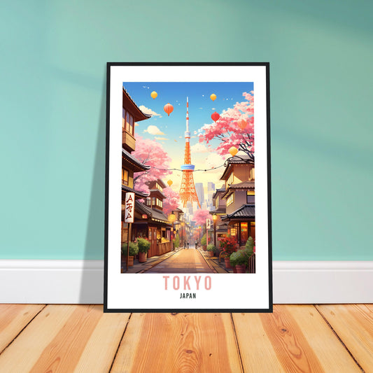 Tokyo Travel Poster Tokyo Wall Hanging Japan Artwork Travel Print Wall Art Tokyo Japan Asia Home Decor Tokyo Gift Travel Art Cherry Blossom