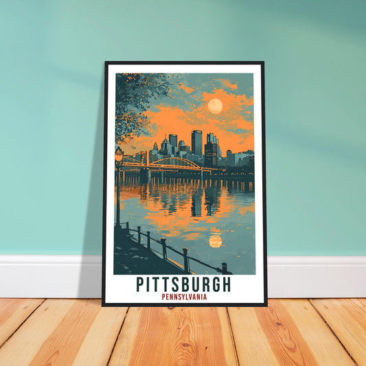 Pittsburgh Travel Print Pennsylvania Home Decoration USA Wall Art Gift Wall Hanging Art Lover Pennsylvania Artwork Pittsburgh Travel Poster