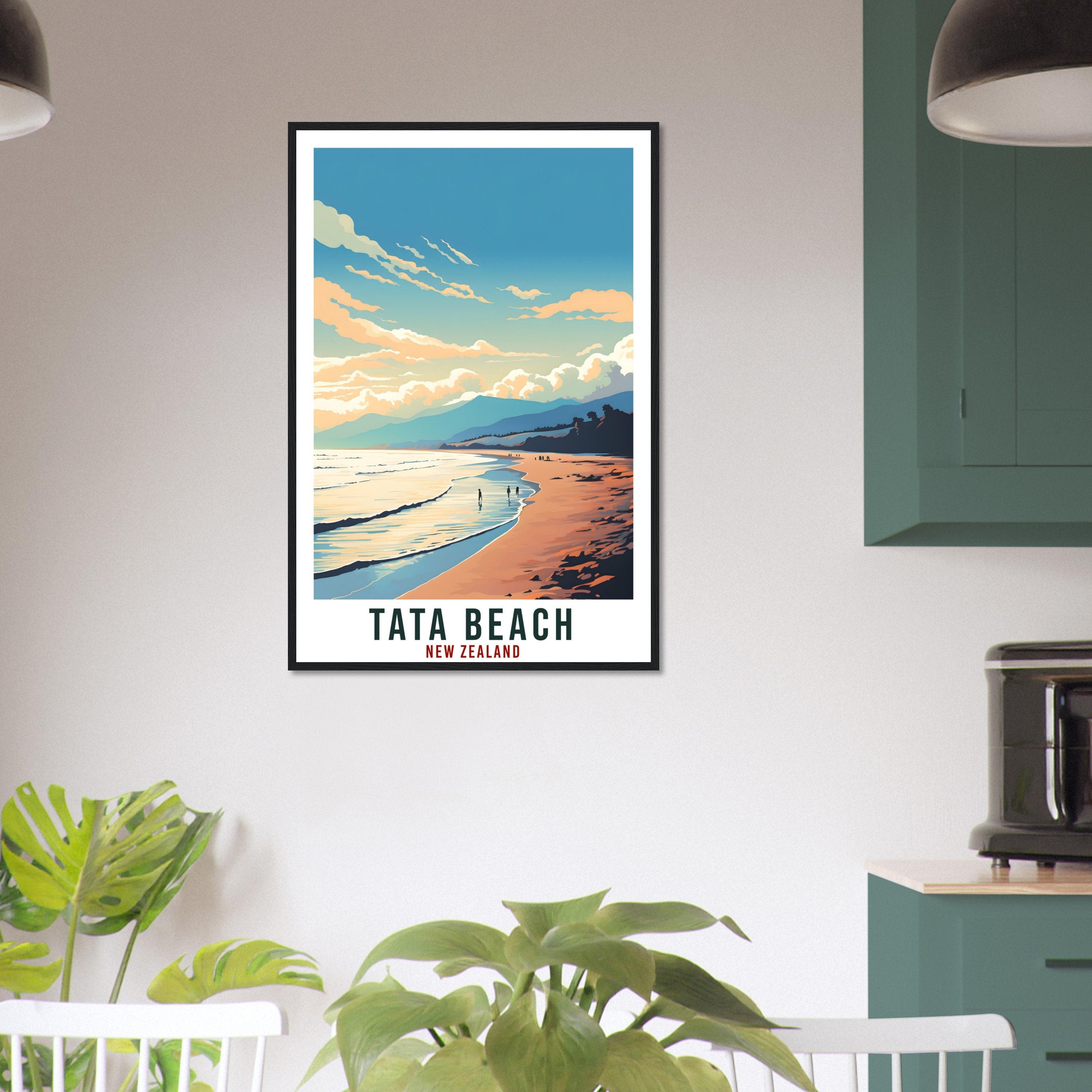 Tata Beach Travel Print Wall Art Tata Beach New Zealand Wall Hanging Artwork Tata Art Gifts Tata Beach Travel Poster New Zealand Art Lovers