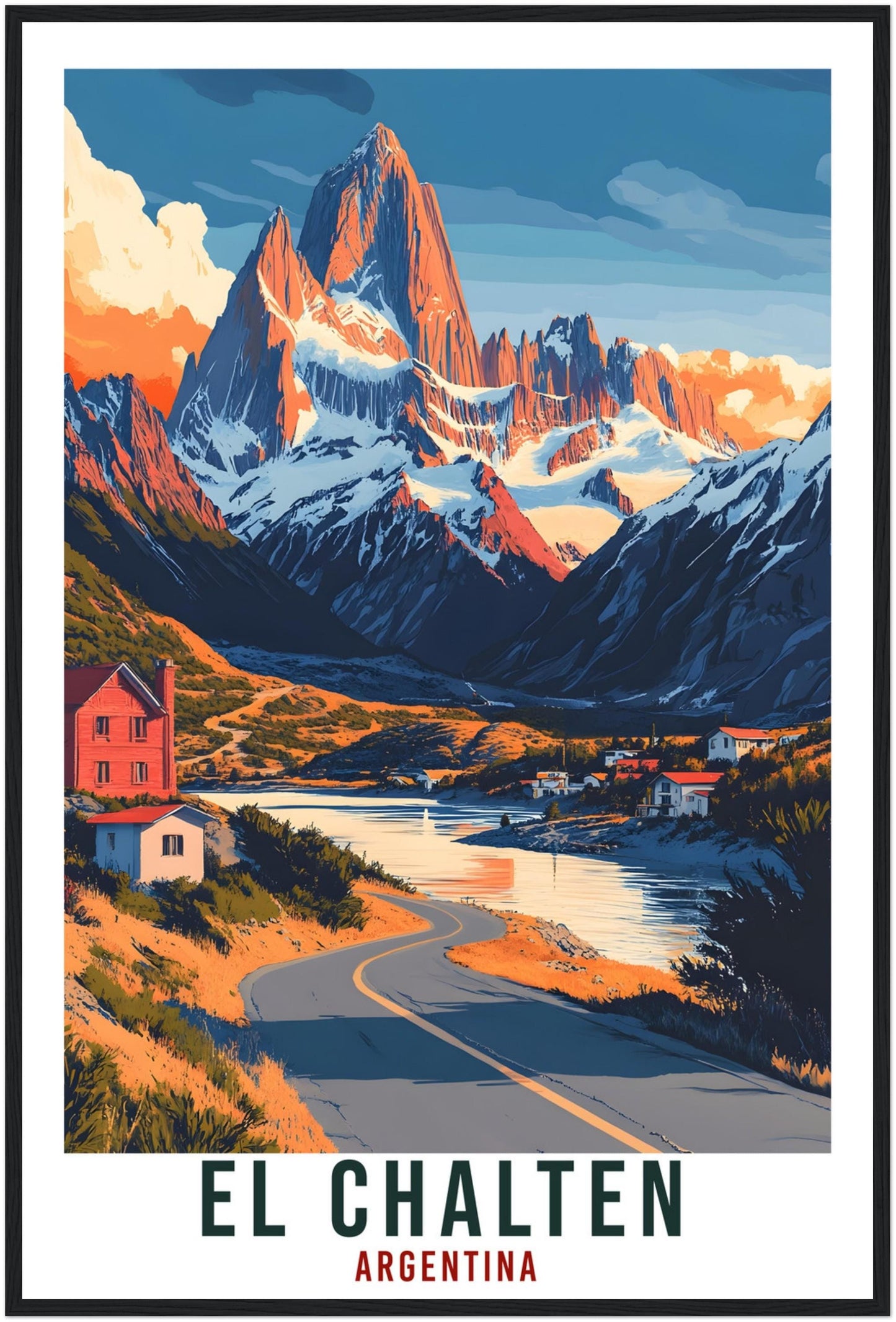 El Chalten Travel Print Wall Art Chalten Argentina Chalten City Landscape Artwork El Chalten Travel Poster Argentinian Art Lover Travel Gift