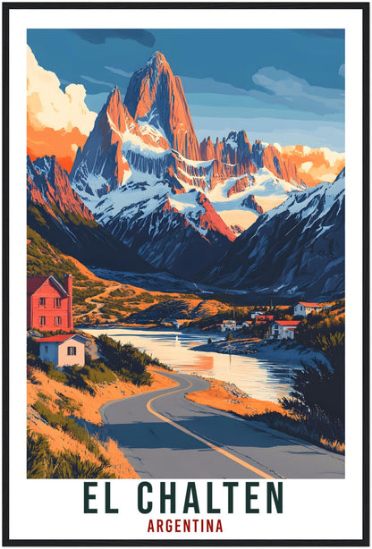 El Chalten Travel Print Wall Art Chalten Argentina Chalten City Landscape Artwork El Chalten Travel Poster Argentinian Art Lover Travel Gift