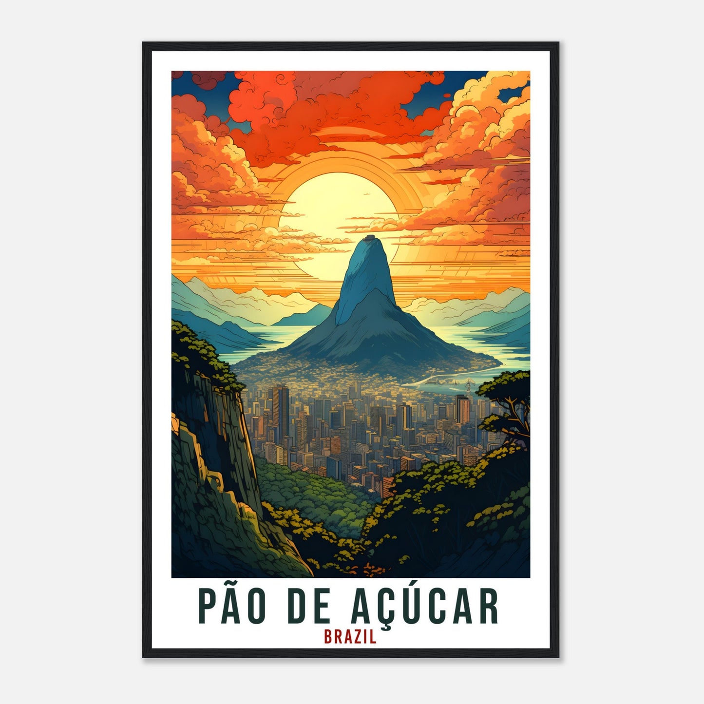Pao De Acucar Travel Print Wall Art Pao De Acucar Brazil Wall Hanging Artwork Art Gifts Pao De Acucar Travel Poster Brazil Art Lovers Gift