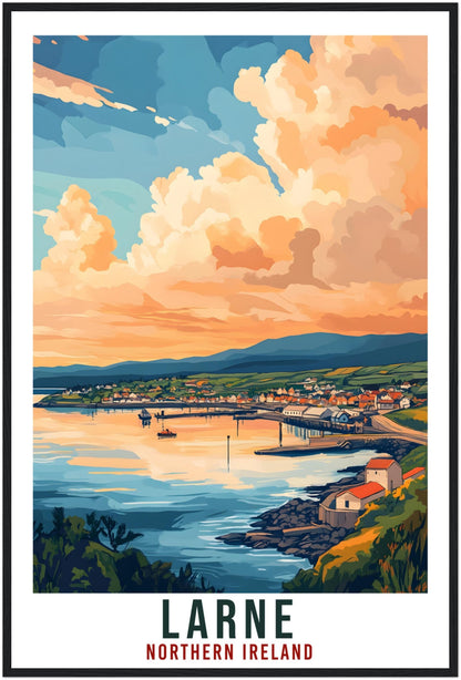 Larne Travel Print Northern Ireland Home Decor Co Antrim Wall Art Wall Hanging Art Lover Irish Artwork Travel Poster Larne Ireland Travel