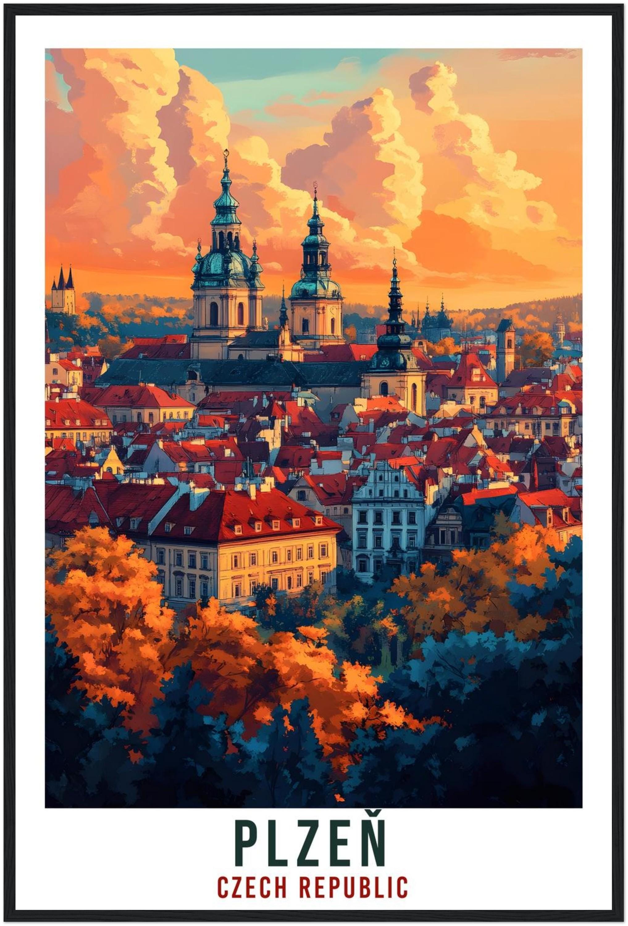 Plzeň Travel Print Czechia Home Decor Plzeň Wall Art Gift Wall Hanging Art Lover Pilsen Czech Republic Artwork Travel Poster Travel Artwork