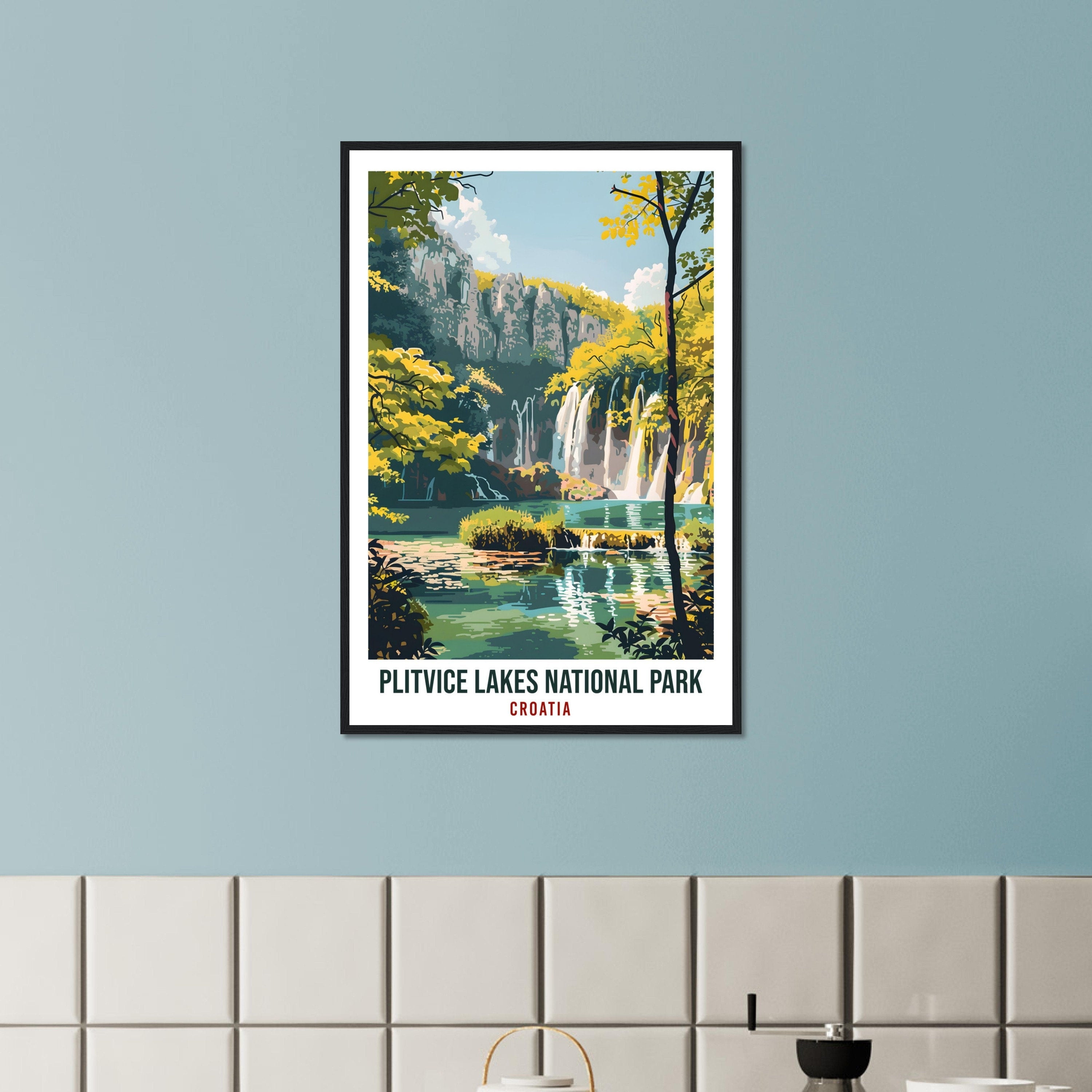 Plitvice Lakes Travel Print Croatia Wall Art Wall Hanging Décor Plitvice National Park Croatian Artwork Gift Croatia Holiday Travel Poster