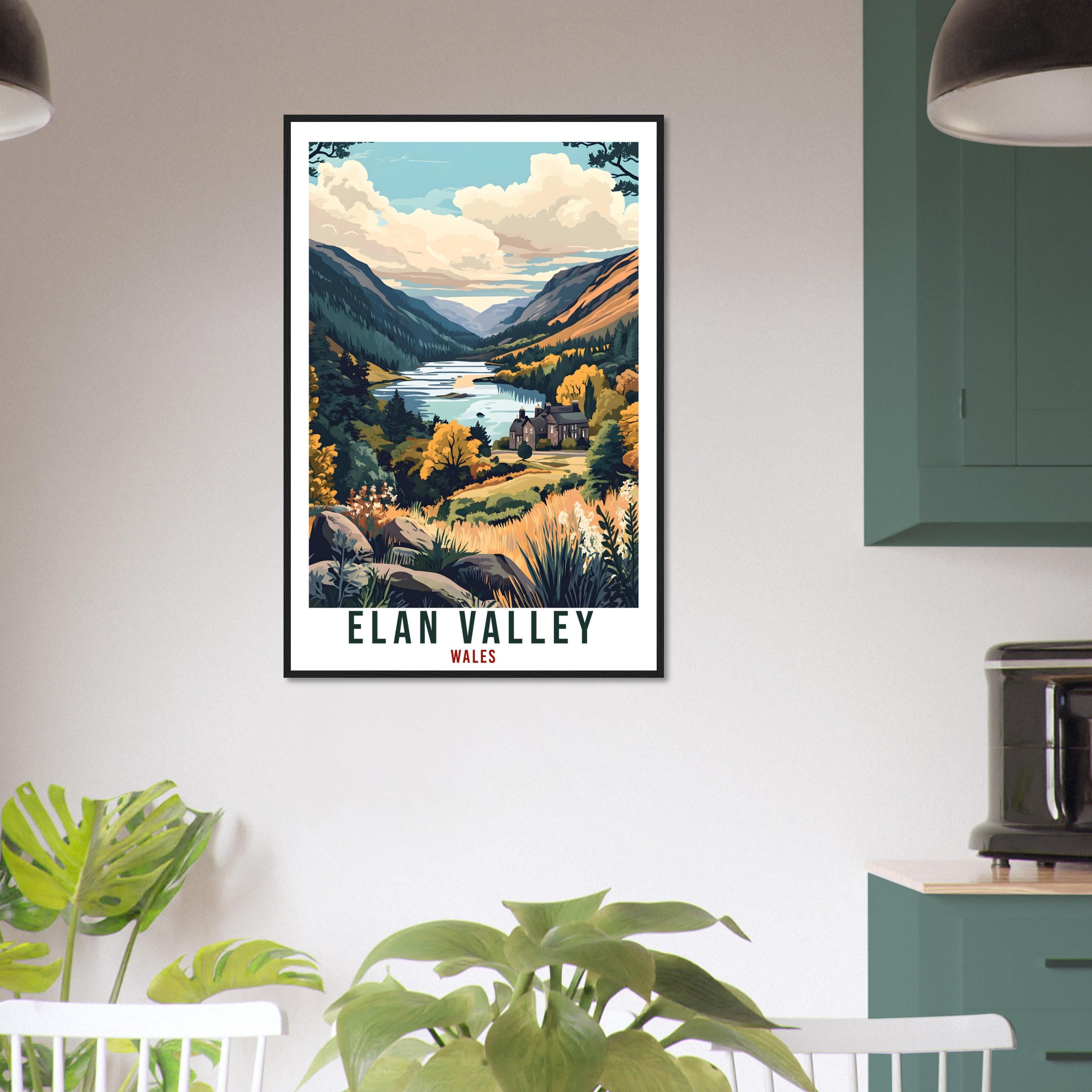Elan Valley Travel Print Wales Home Decor Elan Valley Wall Art Wall Hanging Art Lover Wales Artwork Travel Poster Elan Valley Travel Art